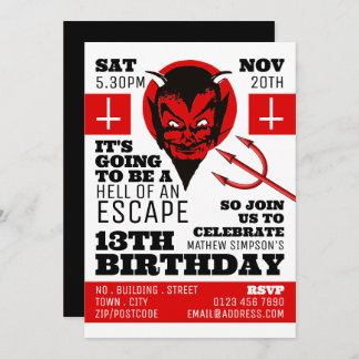 Devil's Hell Theme, Escape Room Geburtstagsparty Einladung