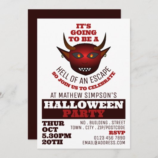 Devil's Hell Theme, Escape Room Halloween-Party Einladung (Vorne/Hinten)