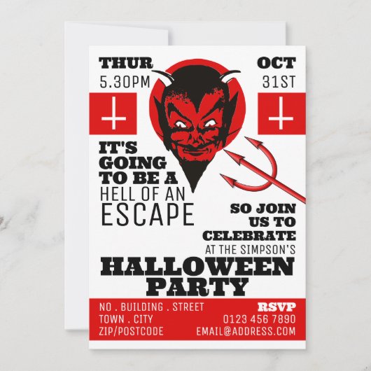 Devil's Hell Theme, Escape Room Halloween-Party Einladung (Vorderseite)