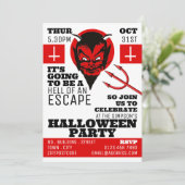 Devil's Hell Theme, Escape Room Halloween-Party Einladung (Stehend Vorderseite)