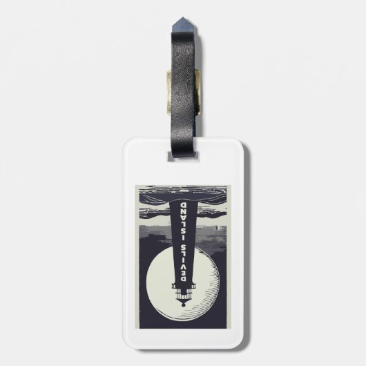 Devils Island Lighthouse Wisconsin Moon Gepäckanhänger (Rückseite vertikal)