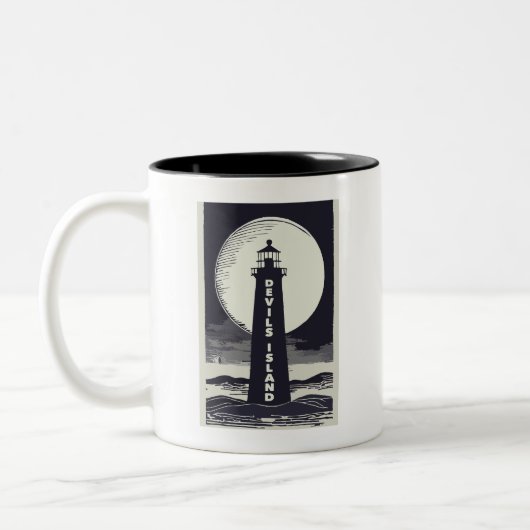 Devils Island Lighthouse Wisconsin Moon Zweifarbige Tasse (Links)