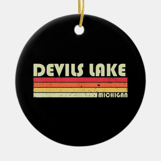 DEVILS LAKE MICHIGAN Fishing Camping Keramik Ornament (Vorne)