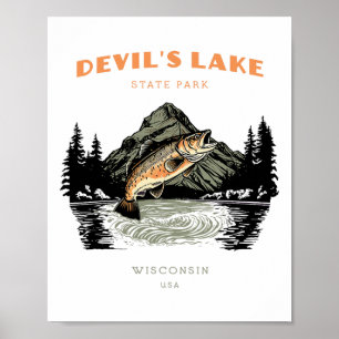 Devil's Lake State Park Wisconsin Retro Vintage Fi Poster