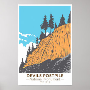 Devils Postpile National Monument Vintag Poster