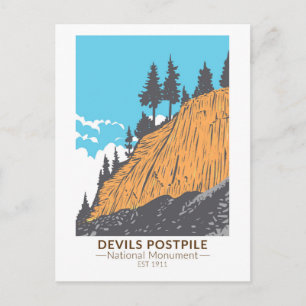 Devils Postpile National Monument Vintage auf Deut Postkarte