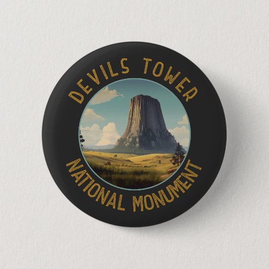Devils Tower National Monument Distressed Circle Button (Vorderseite)