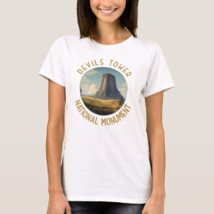 Devils Tower National Monument Distressed Circle T-Shirt