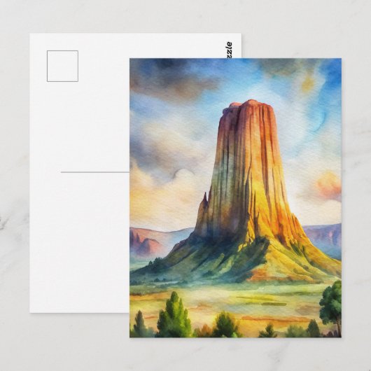 Devils Tower National Monument Paint Postkarte (Vorne/Hinten)