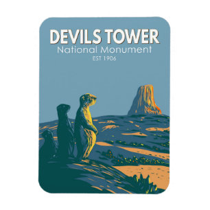 Devils Tower National Monument Präriehund Vintage Magnet