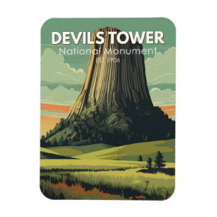 Devils Tower National Monument Reise Kunst Vintage Magnet