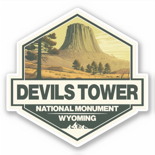 Devils Tower National Monument Reisen Vintag Aufkleber (Vorderseite)