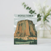 Devils Tower National Monument Stylist Malerei Postkarte (Stehend Vorderseite)