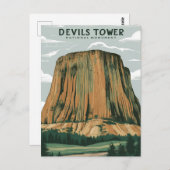 Devils Tower National Monument Stylist Malerei Postkarte (Vorne/Hinten)