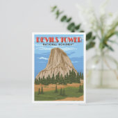 Devils Tower National Monument Vintage Postkarte (Stehend Vorderseite)