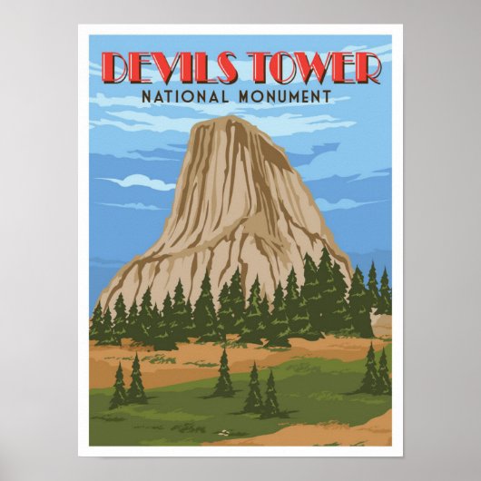 Devils Tower National Monument Vintage Reise Poster (Vorne)
