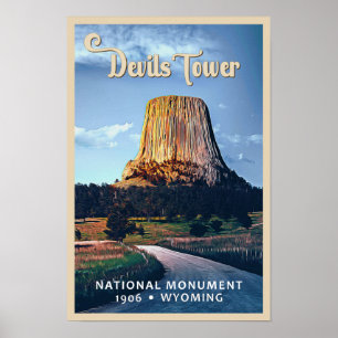 Devils Tower National Monument Wyoming Aquarell Poster