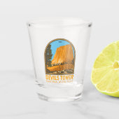 Devils Tower National Monument Wyoming Emblem Schnapsglas (Vorderseite)
