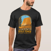 Devils Tower National Monument Wyoming Emblem T-Shirt (Vorderseite)