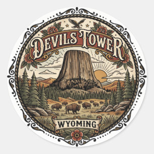 Devils Tower National Monument Wyoming Runder Aufkleber
