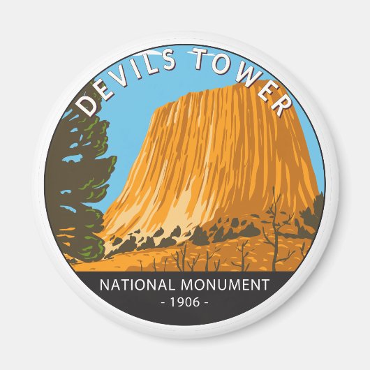 Devils Tower National Monument Wyoming Vintag Magnet (Vorne)