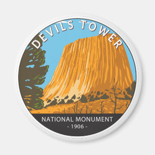 Devils Tower National Monument Wyoming Vintage auf Magnet