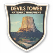 Devils Tower National Monument Wyoming Watercolor Aufkleber (Vorderseite)