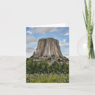 Devils Tower National Monument Wyoming Watercolor Karte