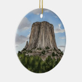 Devils Tower National Monument Wyoming Watercolor Keramik Ornament (Rechts)