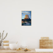 Devils Tower National Monument Wyoming Watercolor Poster (Küche)