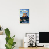 Devils Tower National Monument Wyoming Watercolor Poster (Heimbüro)