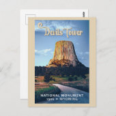 Devils Tower National Monument Wyoming Watercolor Postkarte (Vorne/Hinten)