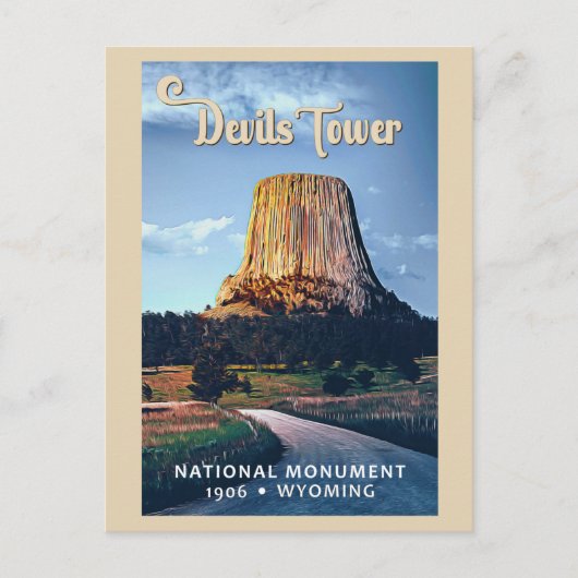 Devils Tower National Monument Wyoming Watercolor Postkarte (Vorderseite)