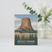 Devils Tower National Park Vintage Postkarte (Stehend Vorderseite)