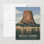Devils Tower National Park Vintage Postkarte (Vorne/Hinten)