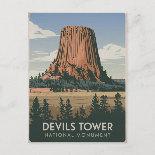 Devils Tower National Park Vintage Postkarte (Vorderseite)