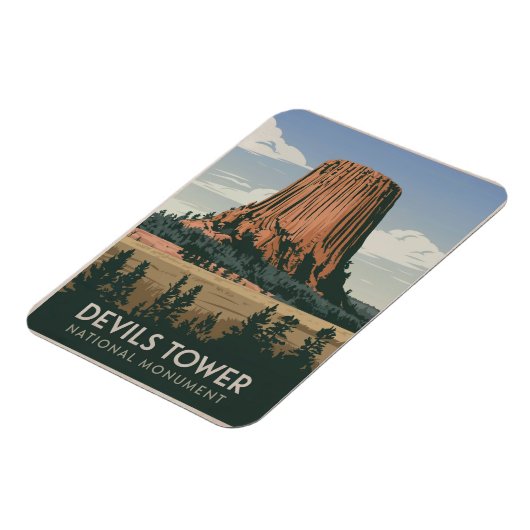 Devils Tower Nationalpark Vintag Magnet (Linke Seite)