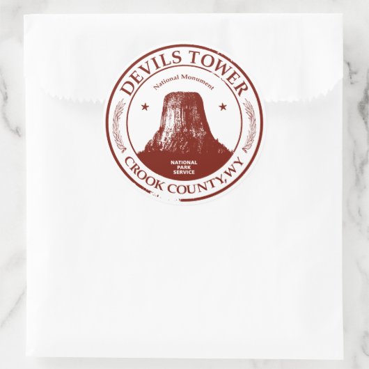 Devils Tower Runder Aufkleber (Tasche)