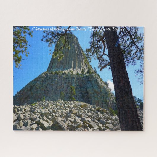 Devils Tower South Dakota.Christmas Grüße Puzzle (Horizontal)