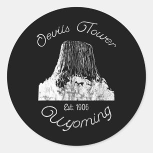 Devils Tower Wyoming National Monument Retro Vinta Runder Aufkleber