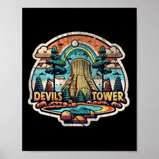 Devils Tower Wyoming Nationaldenkmal Retro Vinta Poster (Vorne)