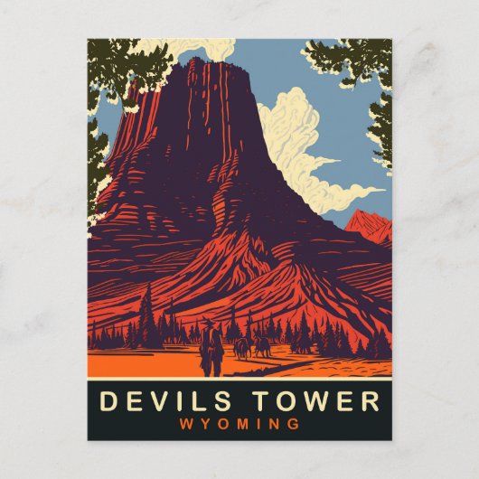 Devils Tower, Wyoming, Reise Postkarte (Vorderseite)