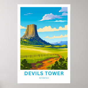 Devils Tower Wyoming Travel Print Poster