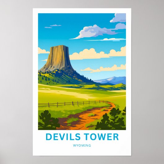 Devils Tower Wyoming Travel Print Poster (Vorne)