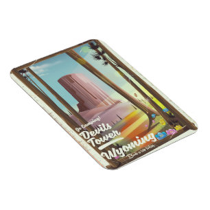 Devils Tower, Wyoming Vintage-Camping-Druck. Magnet