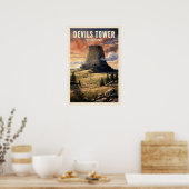 Devils Tower Wyoming Vintage Reise Poster (Küche)