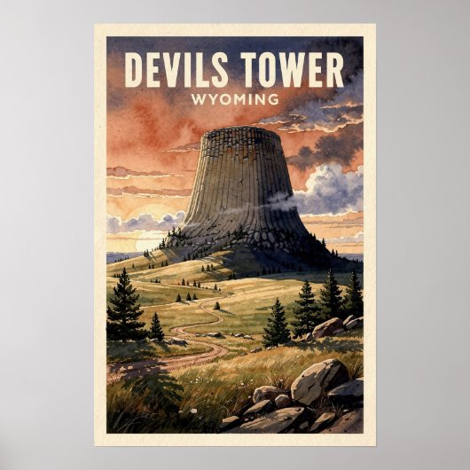 Devils Tower Wyoming Vintage Reise Poster (Vorne)