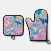 Devina Lily - Anenome Collette Oven Mitt & Pot Hol Ofenhandschuh & Topflappen-Set (Vorderseite)