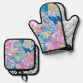 Devina Lily - Anenome Collette Oven Mitt & Pot Hol Ofenhandschuh & Topflappen-Set (Vorderseite/Rückseite)