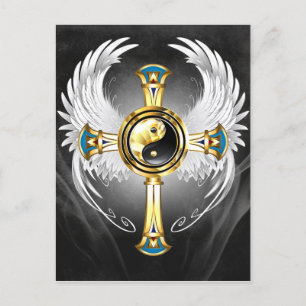 Devine Egyptian Gold Yin Yang Symbol Postkarte